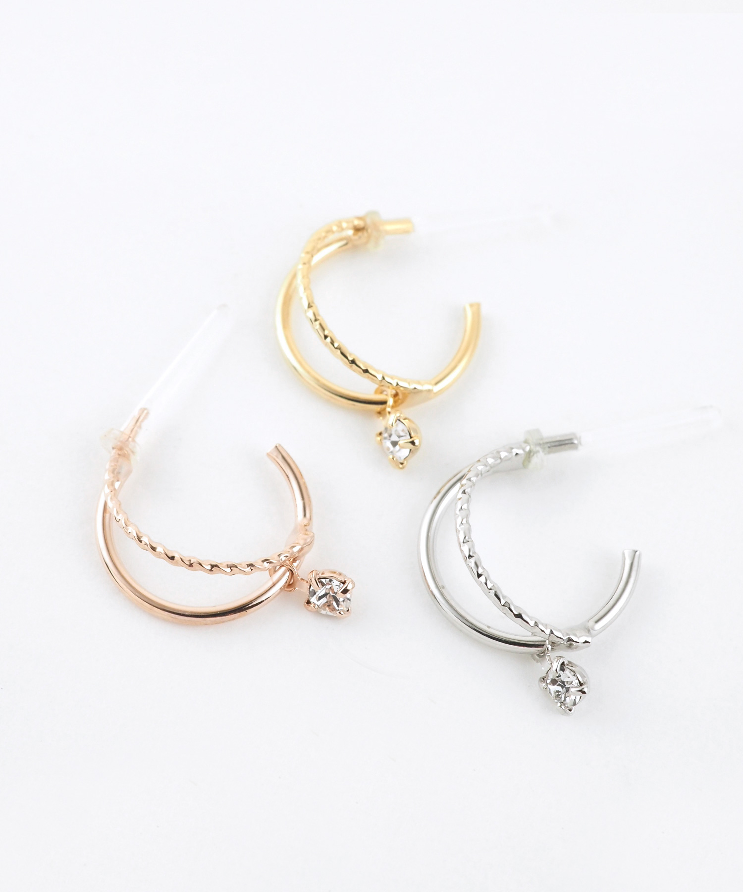 ダブルライン樹脂ポストフープピアス