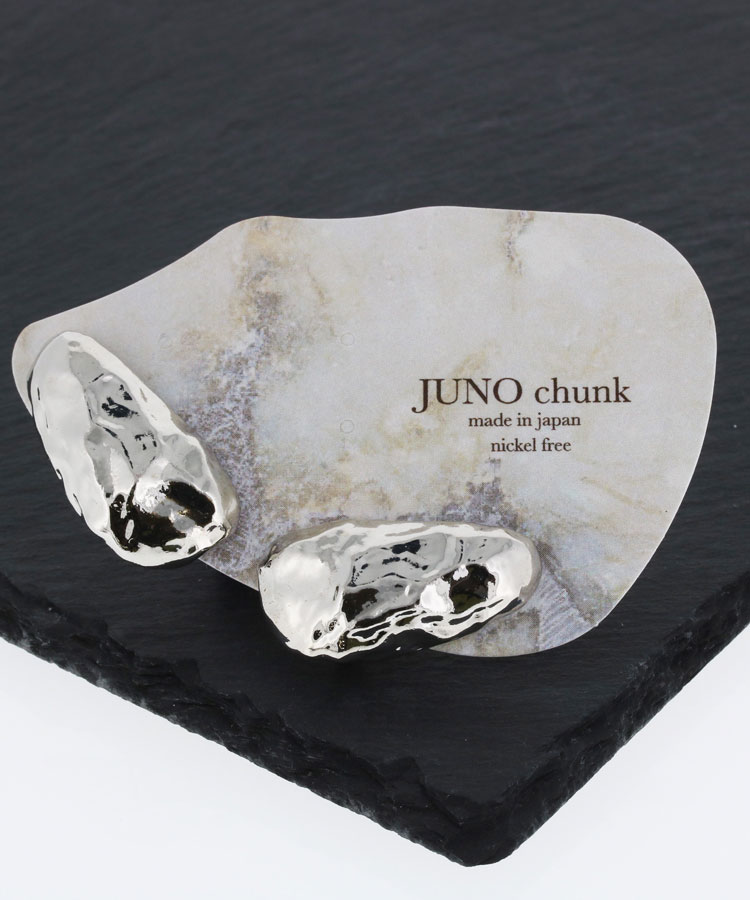 シルバー大クラフメタルトイヤリング【Juno chunk】