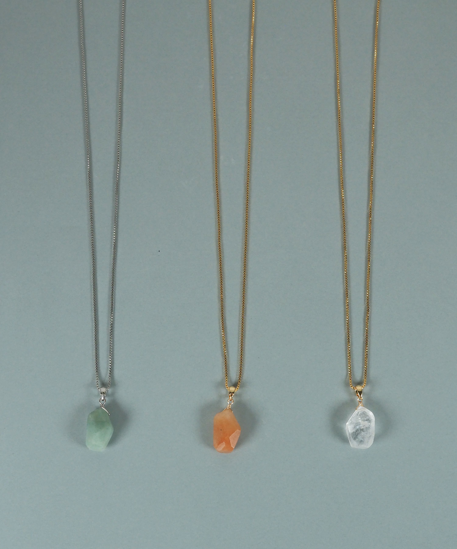 天然石ラフカット一粒ネックレス【JUNO PREMIUM】