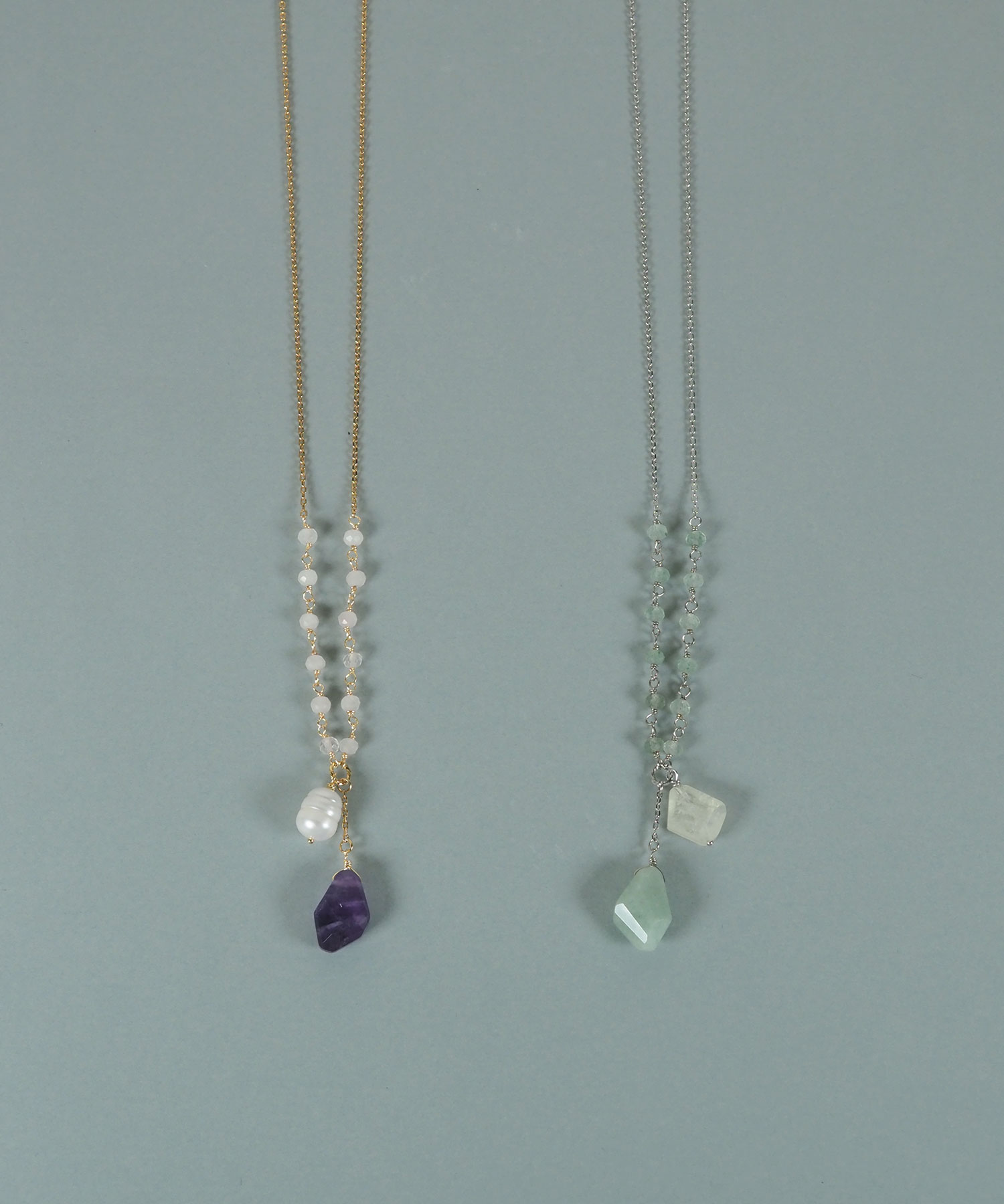 天然石とパールのY字ネックレス【JUNO PREMIUM】