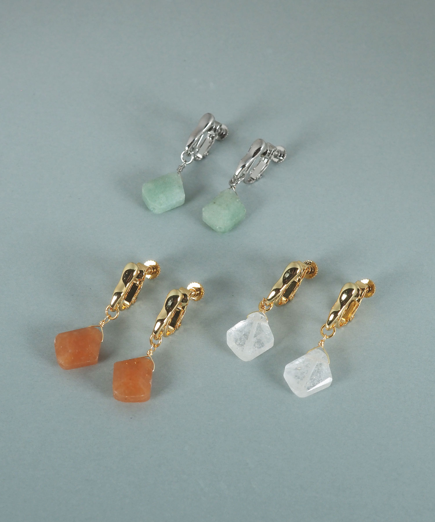 天然石ラフカット一粒イヤリング【JUNO PREMIUM】