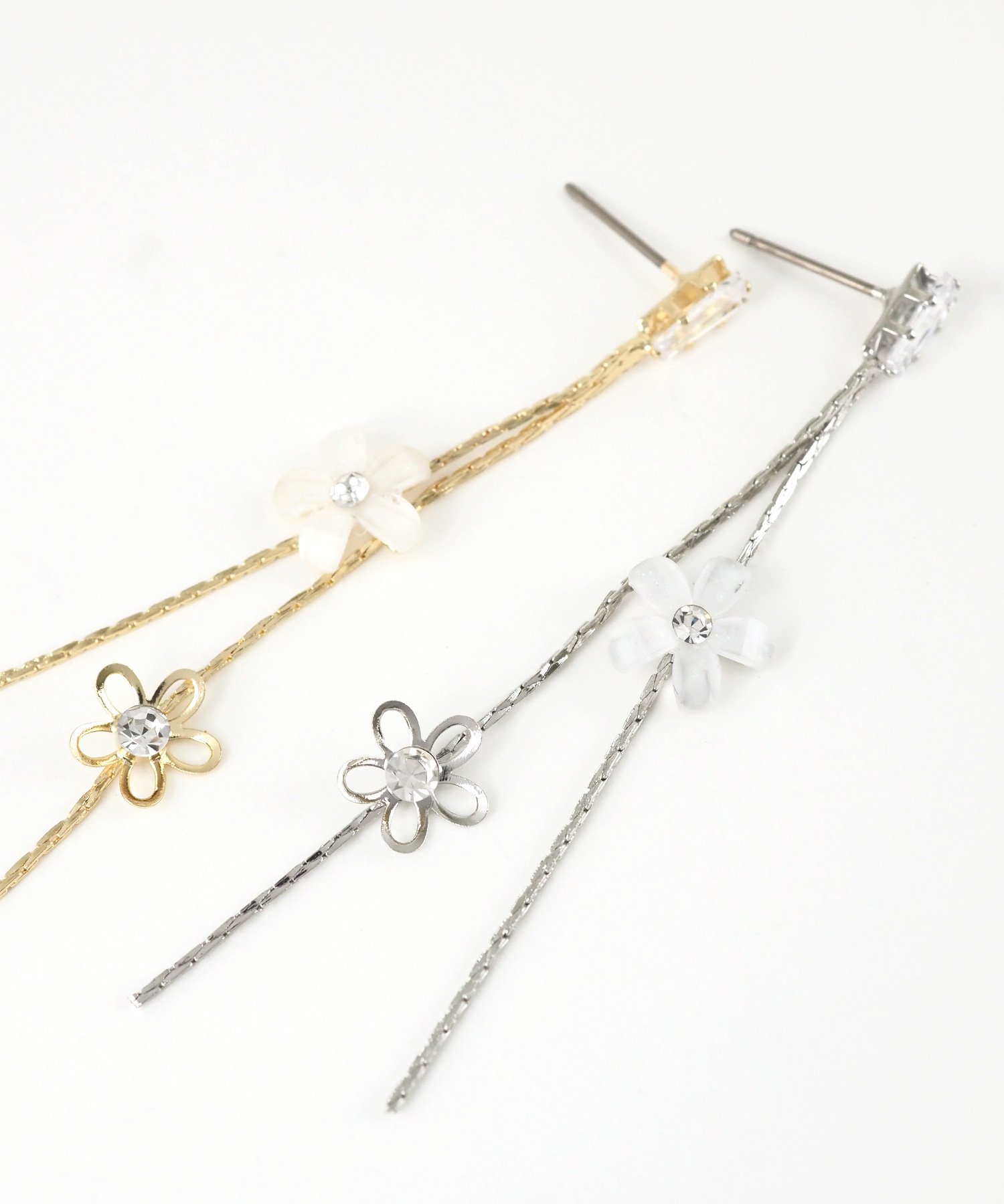 フロストフラワーチェーンチタンポストピアス