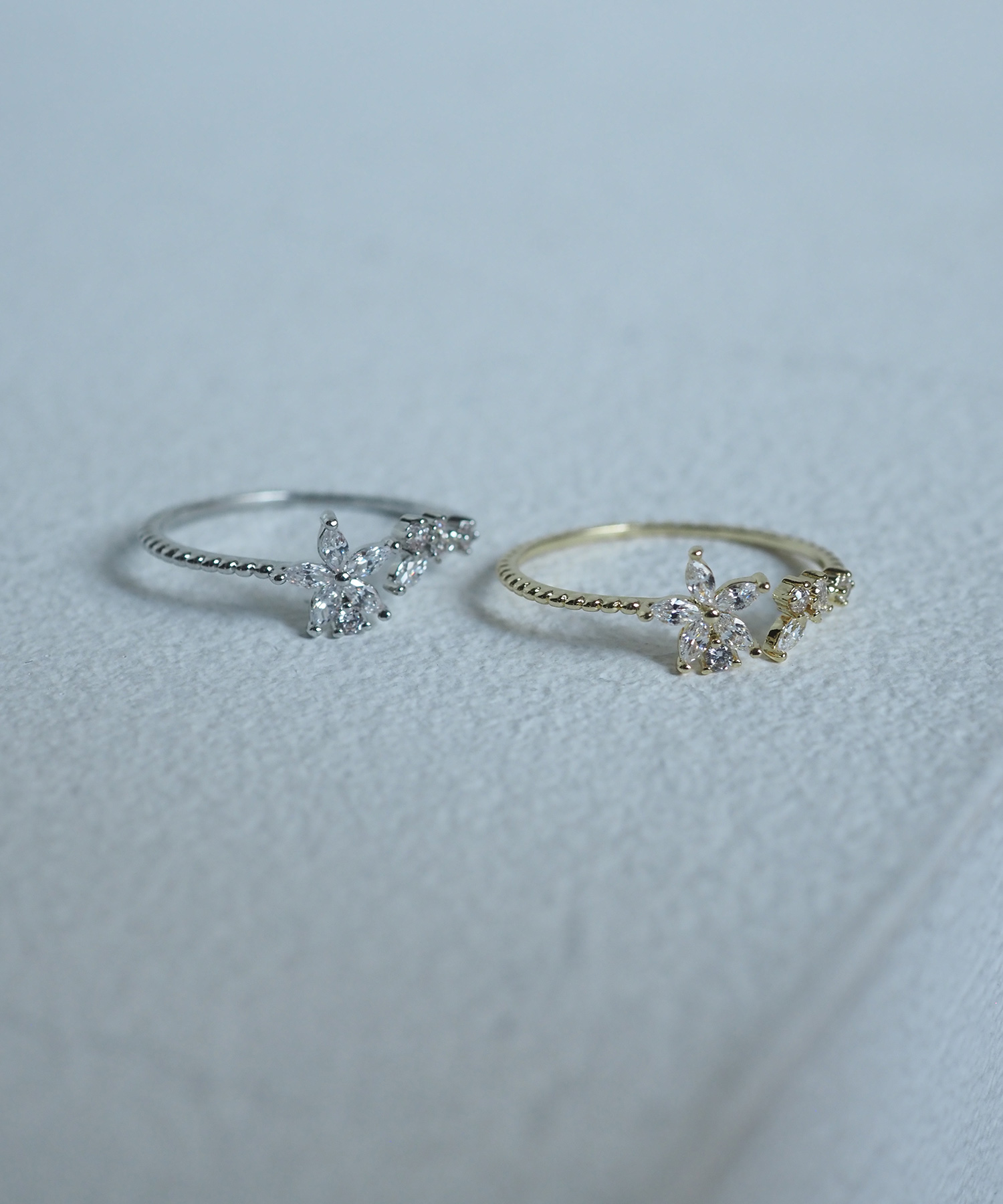 フラワーキュービックオープンリング