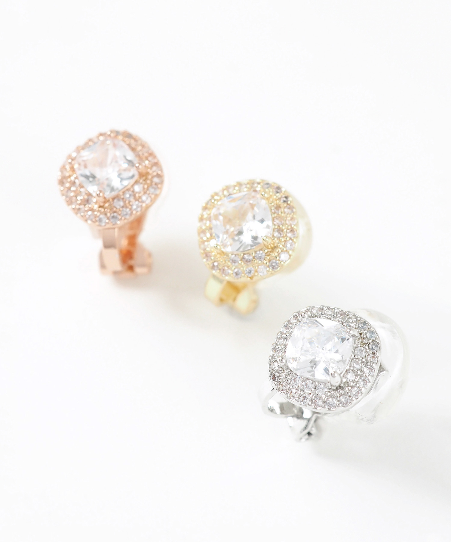 スクエアビジュークリップイヤリング