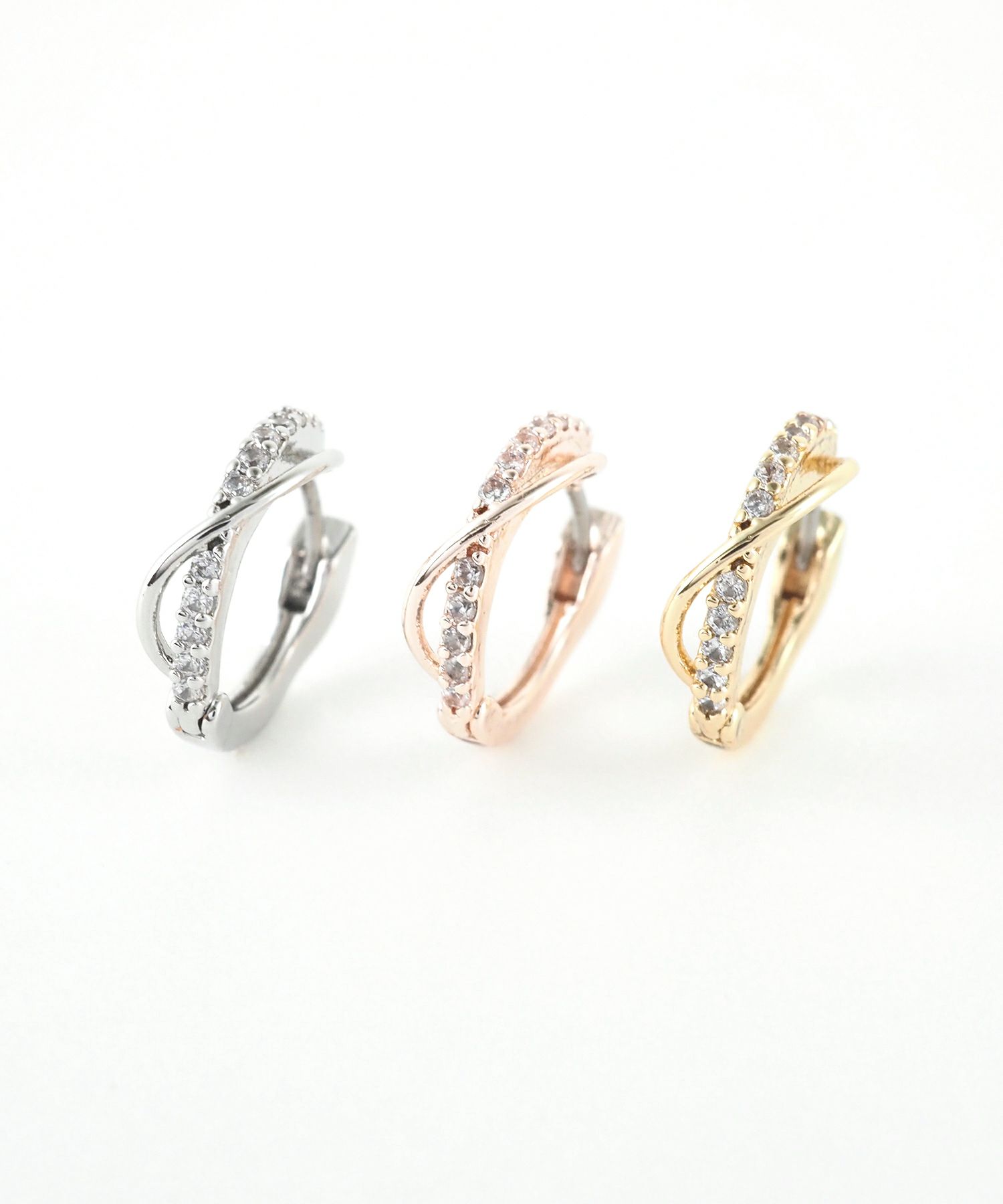クロスジルコニアフープステンレスポストピアス