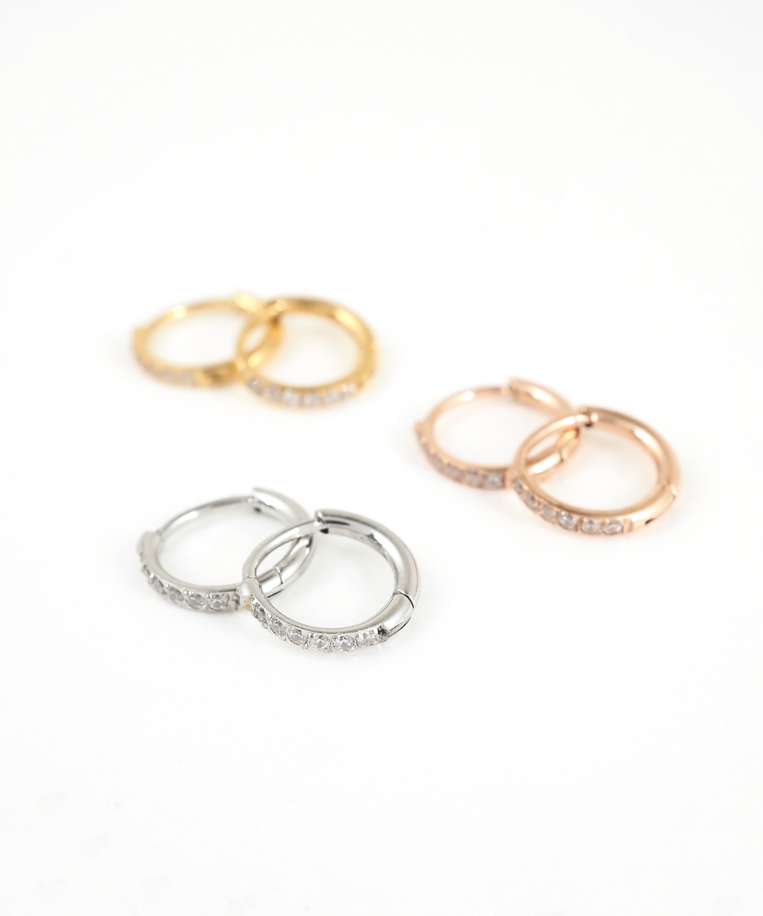 8mmジルコニアラインステンレスフープピアス