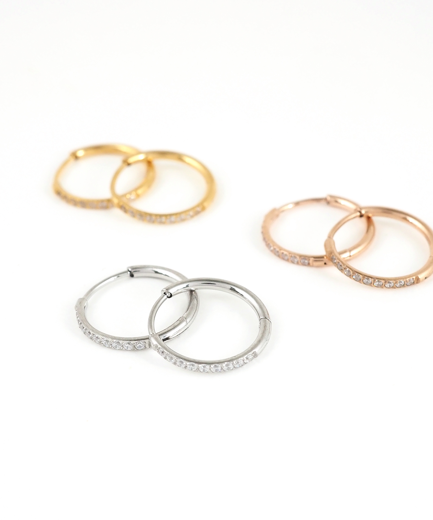 12mmジルコニアラインステンレスフープピアス