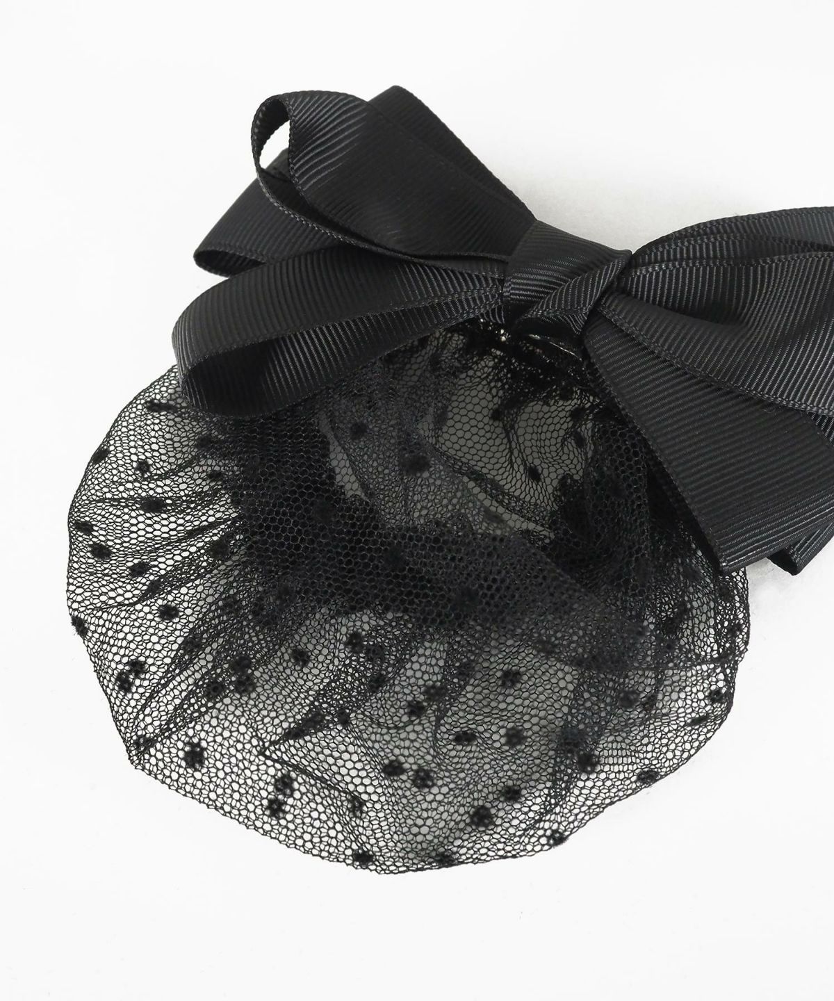 ドット柄ネット付レイヤードリボンバレッタ