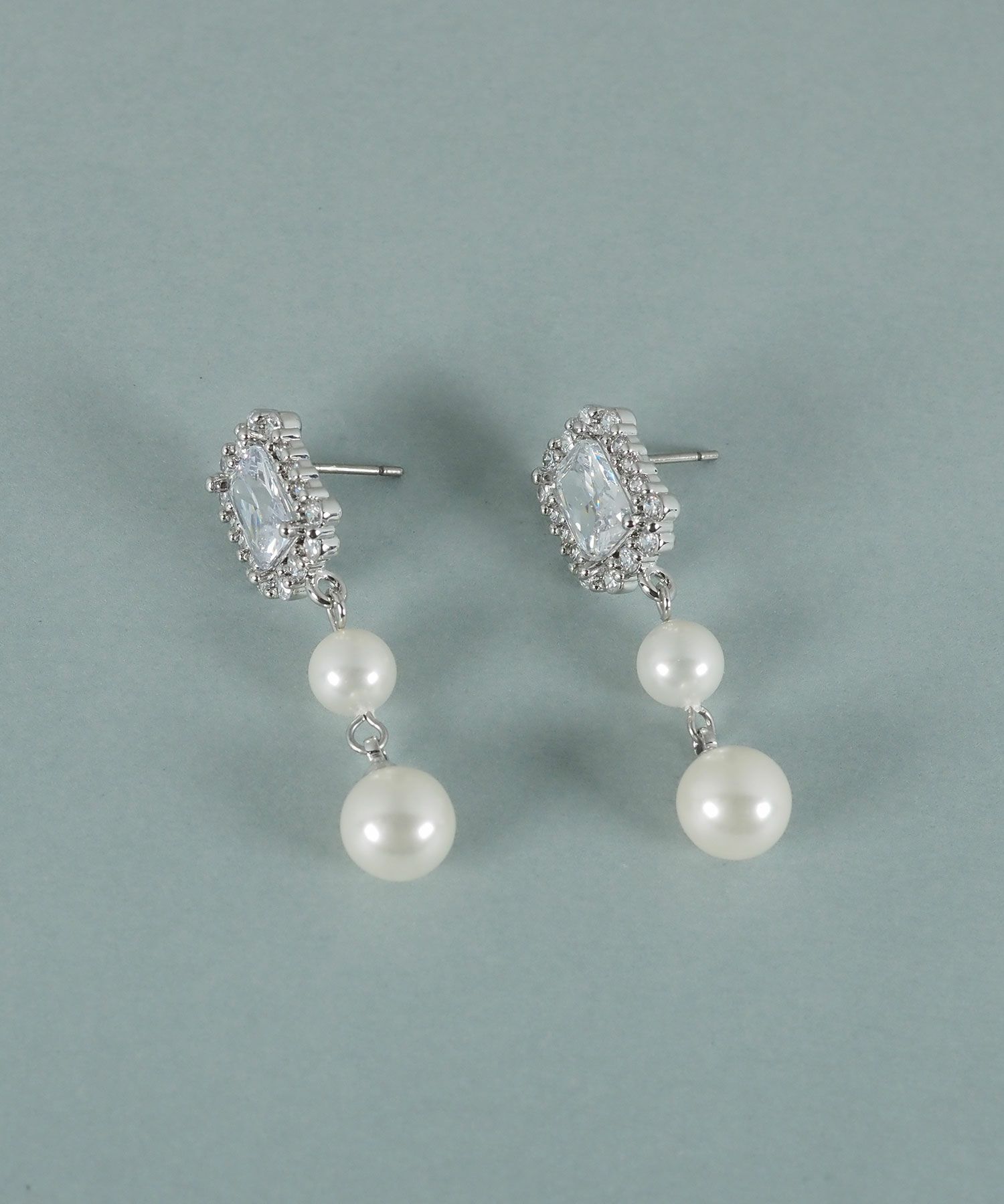 ダブル貝パールビジューピアス【JUNO PREMIUM】