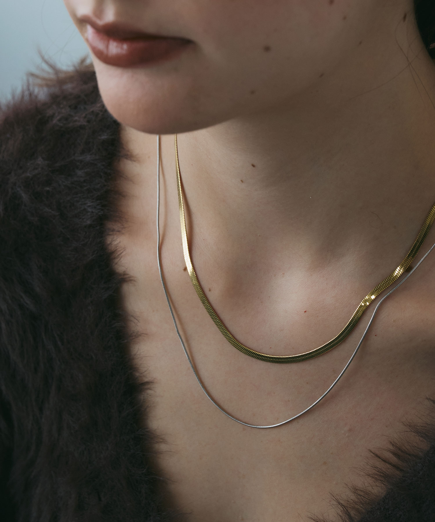 スネークダブルチェーンステンレスネックレス【lucenzio】