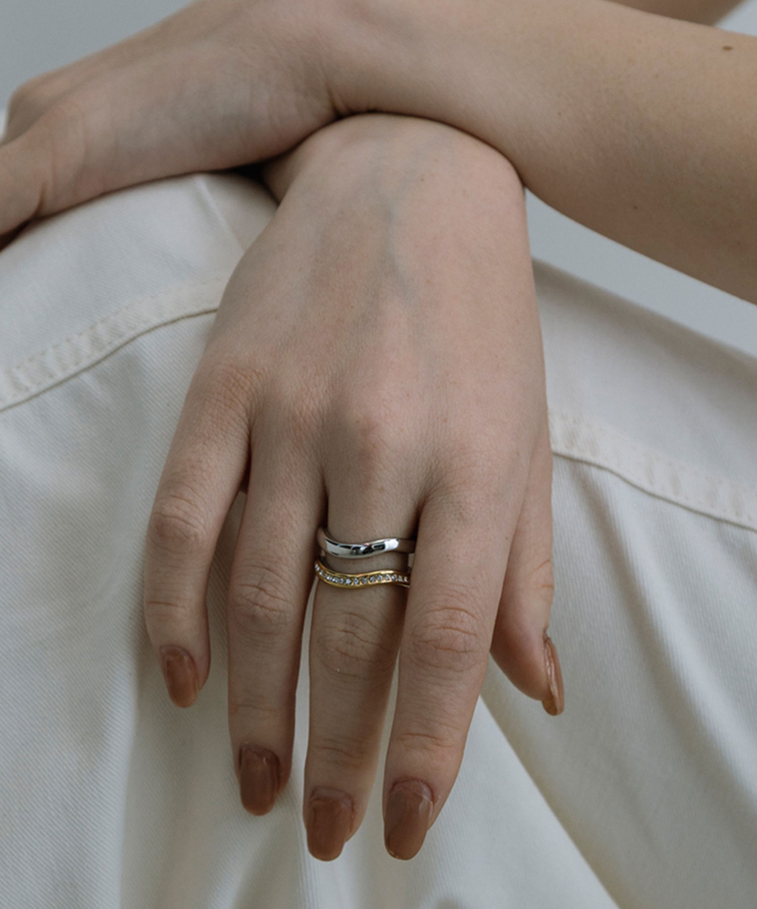 ストーンウェーブダブルラインステンレスリング【lucenzio】