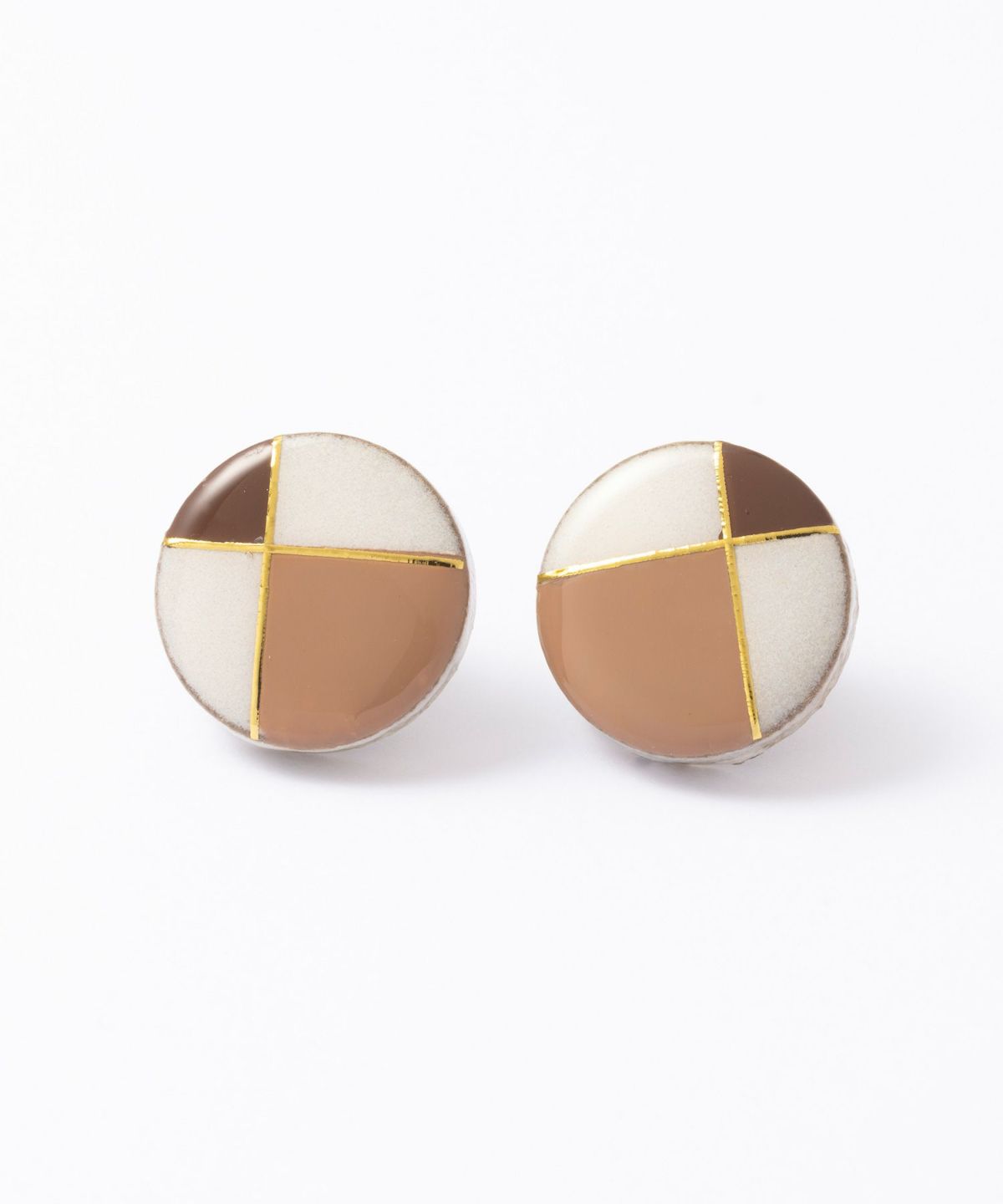 【MUK別注】美濃焼フレンチクラシカルモカブラウングリッドチタンポストピアス【MIKELO】