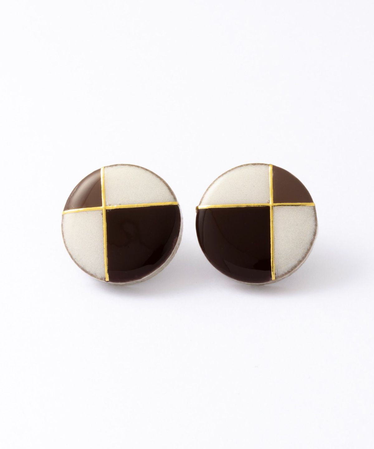 【MUK別注】美濃焼フレンチクラシカルダークグリッドチタンポストピアス【MIKELO】