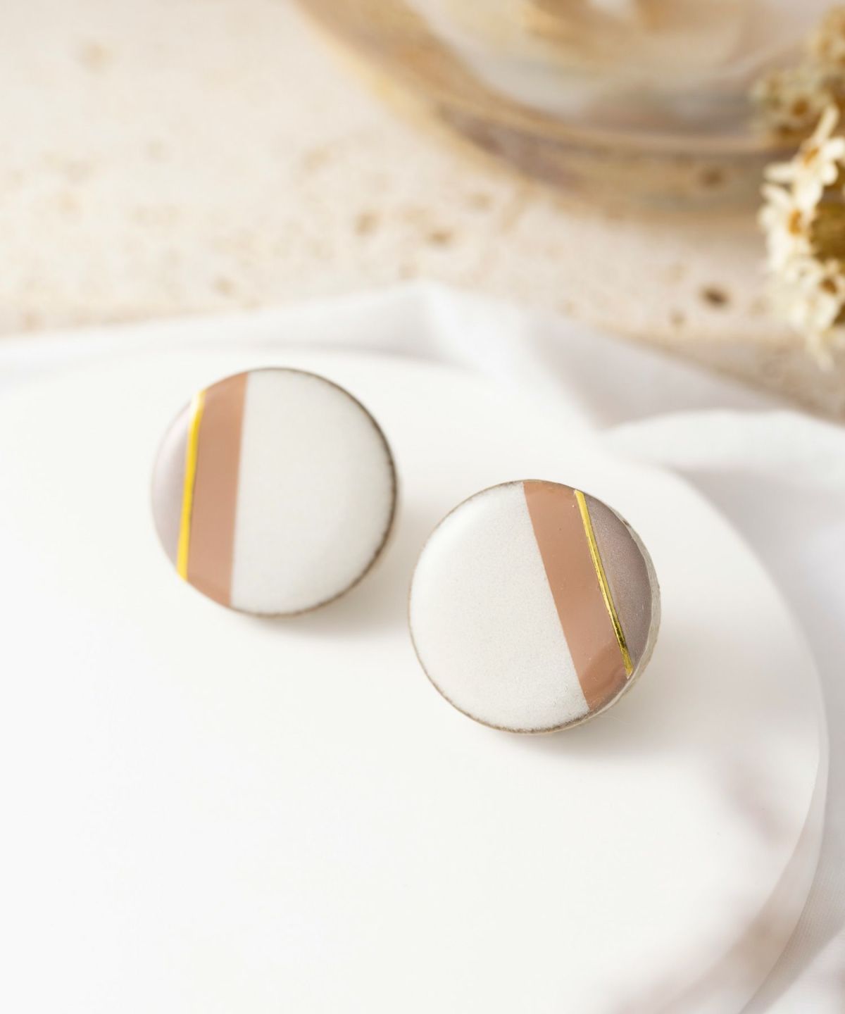 【MUK別注】美濃焼クラシックラインチタンポストピアス【MIKELO】