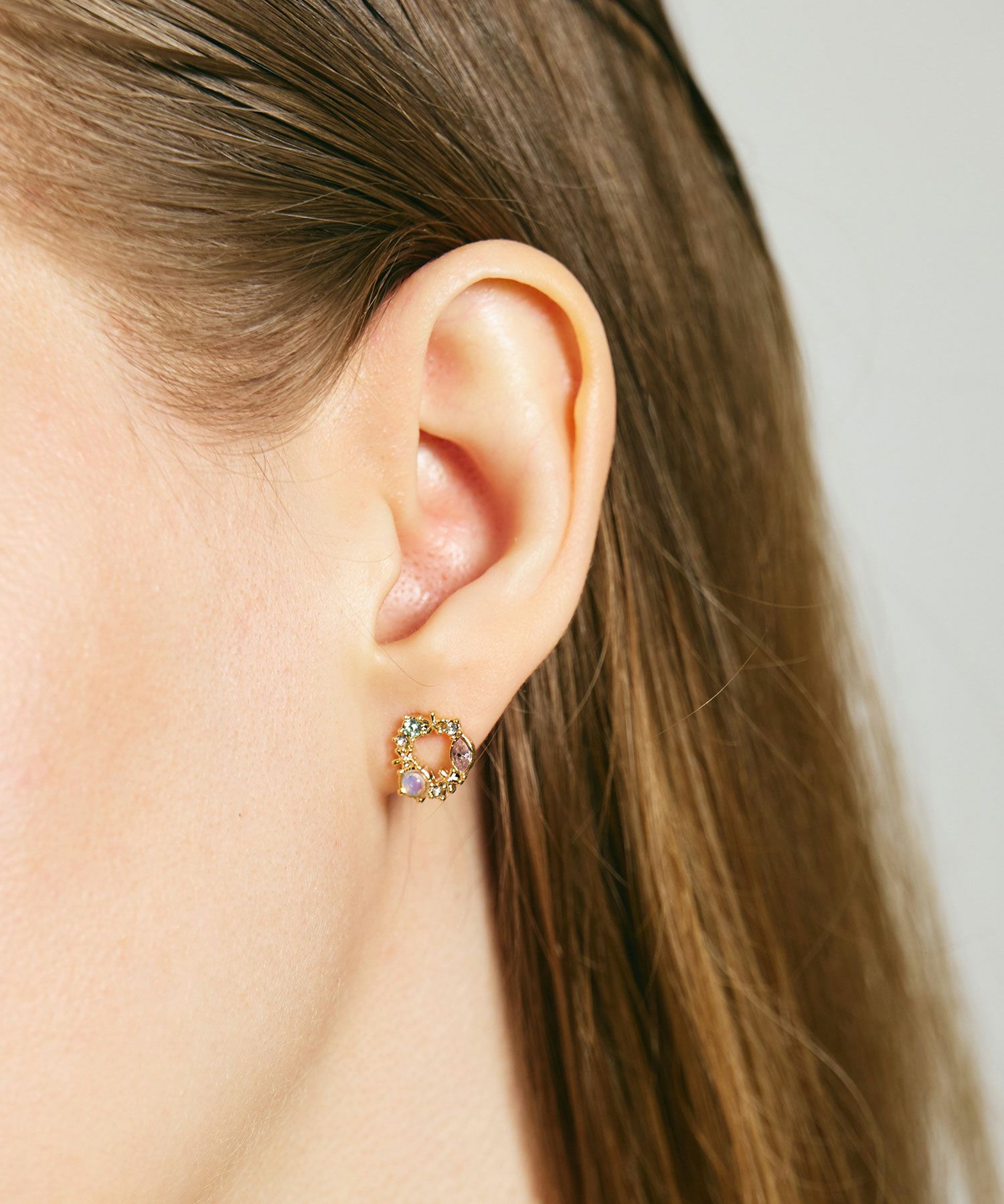 ナチュラルストーンフラワーリースピアス【MUK Dreamy stone】